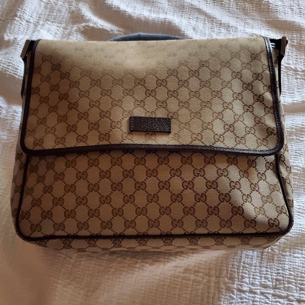 Gucci Monogram Web Messenger Bag - Brown - Unisex